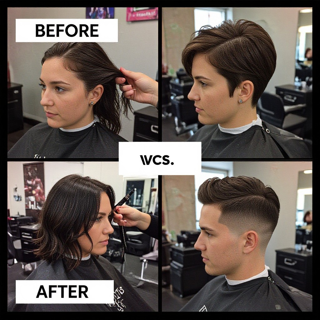 before and after haircut