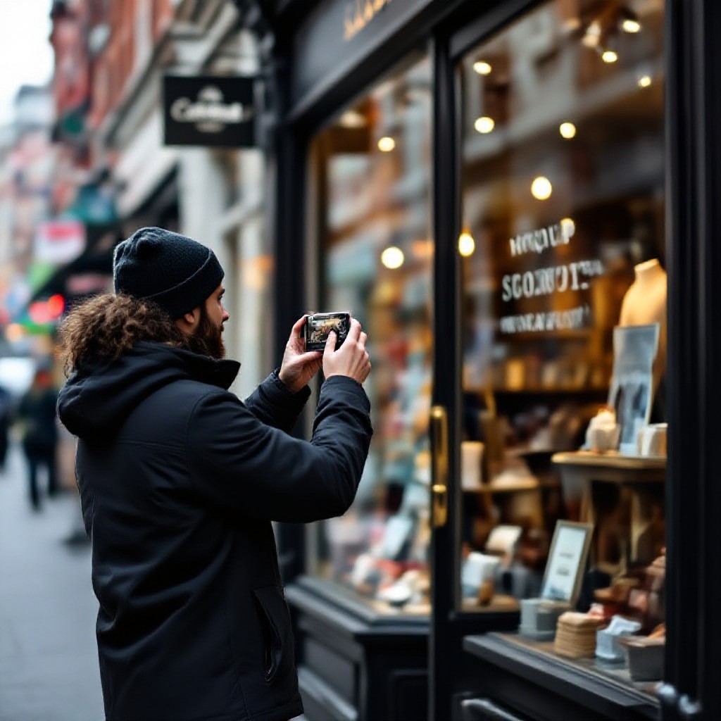 small business owner and storefront