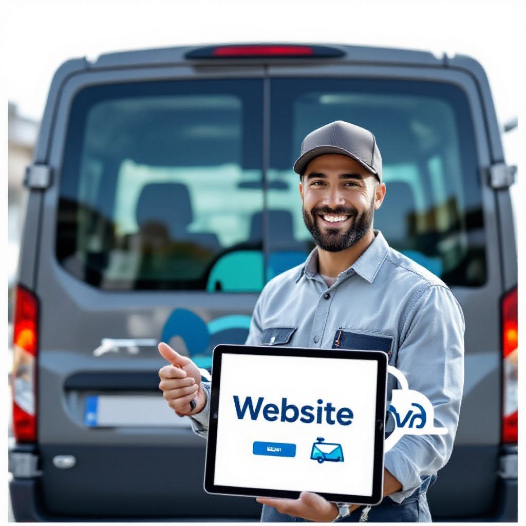 Small business owner viewing their new website on a tablet