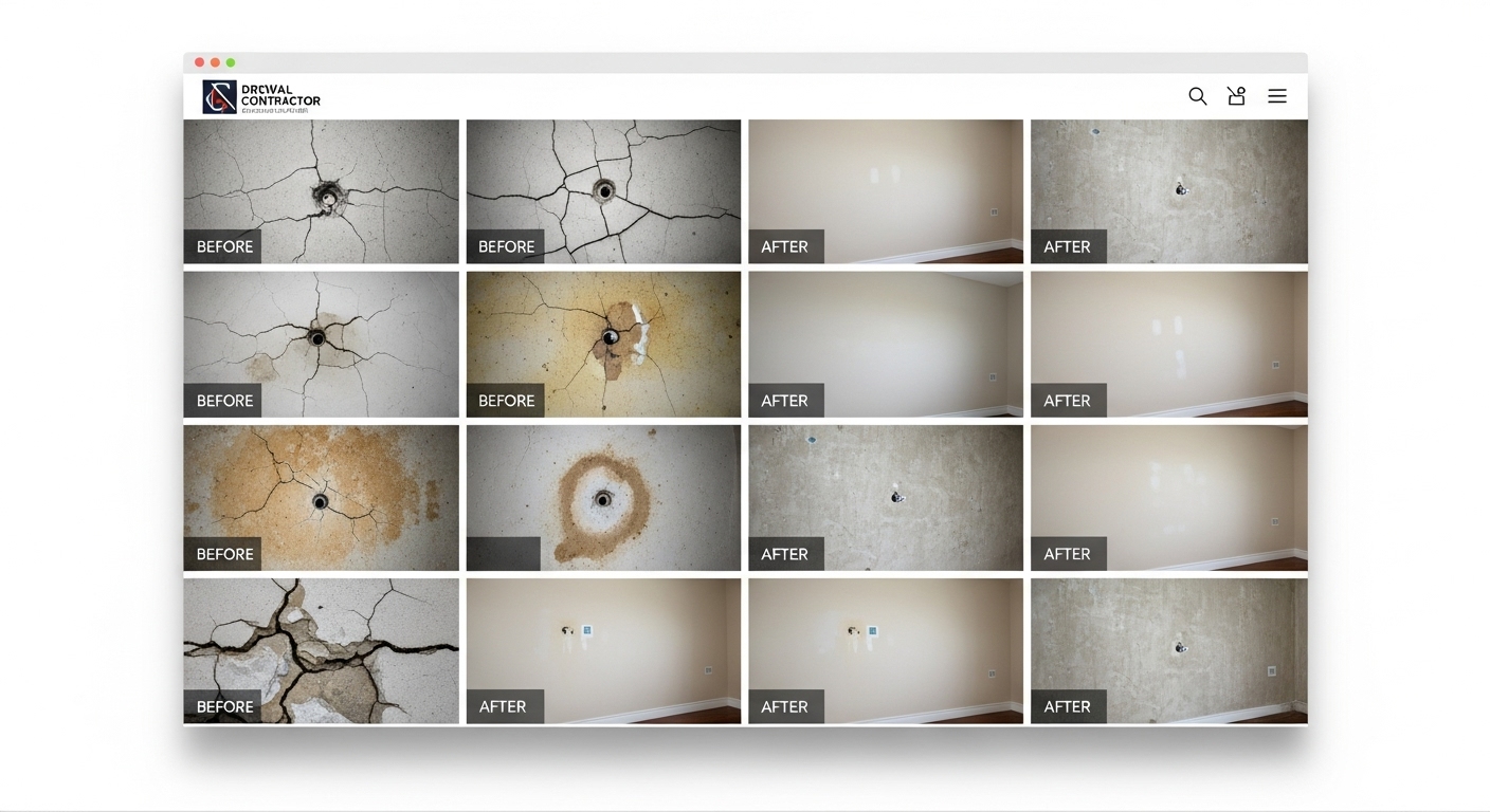 Before and after drywall repairs gallery