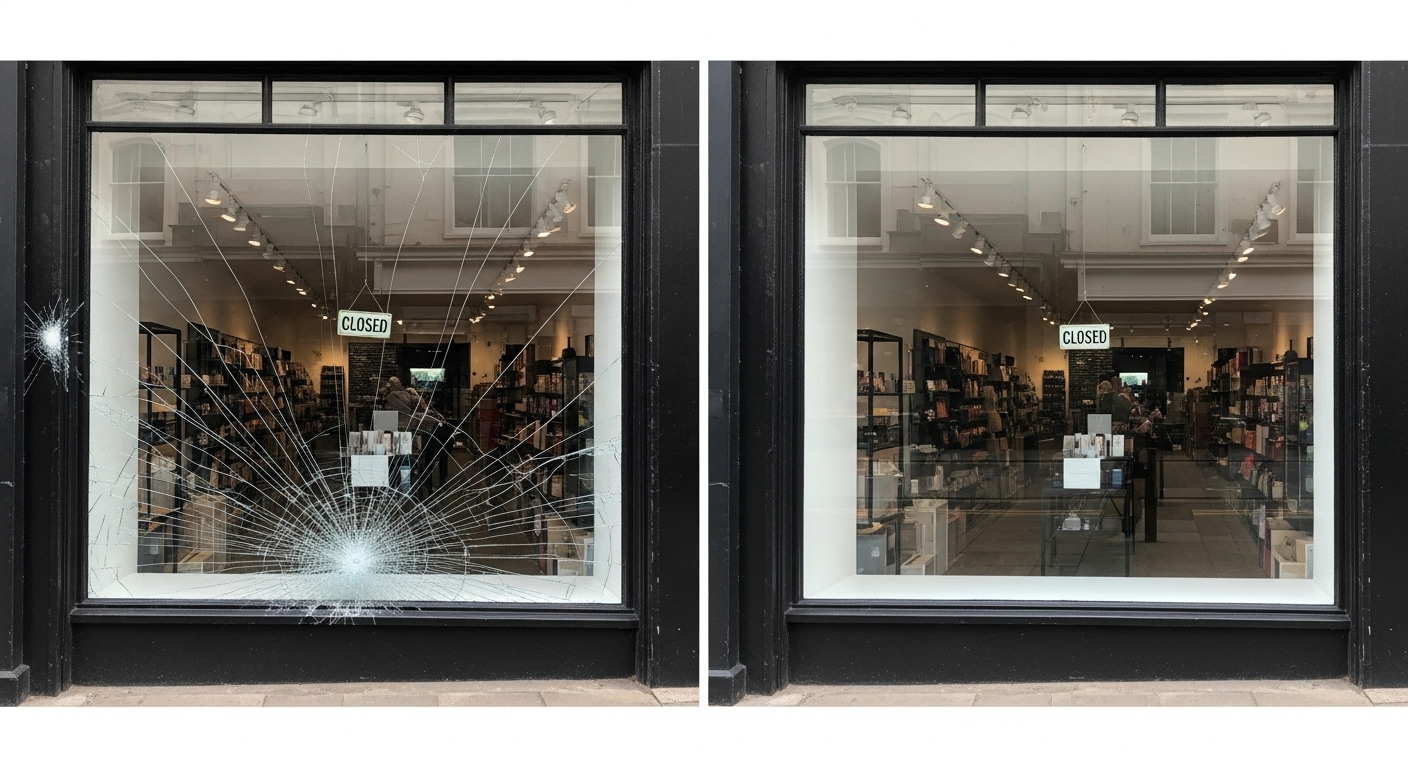 Before and after glass repair