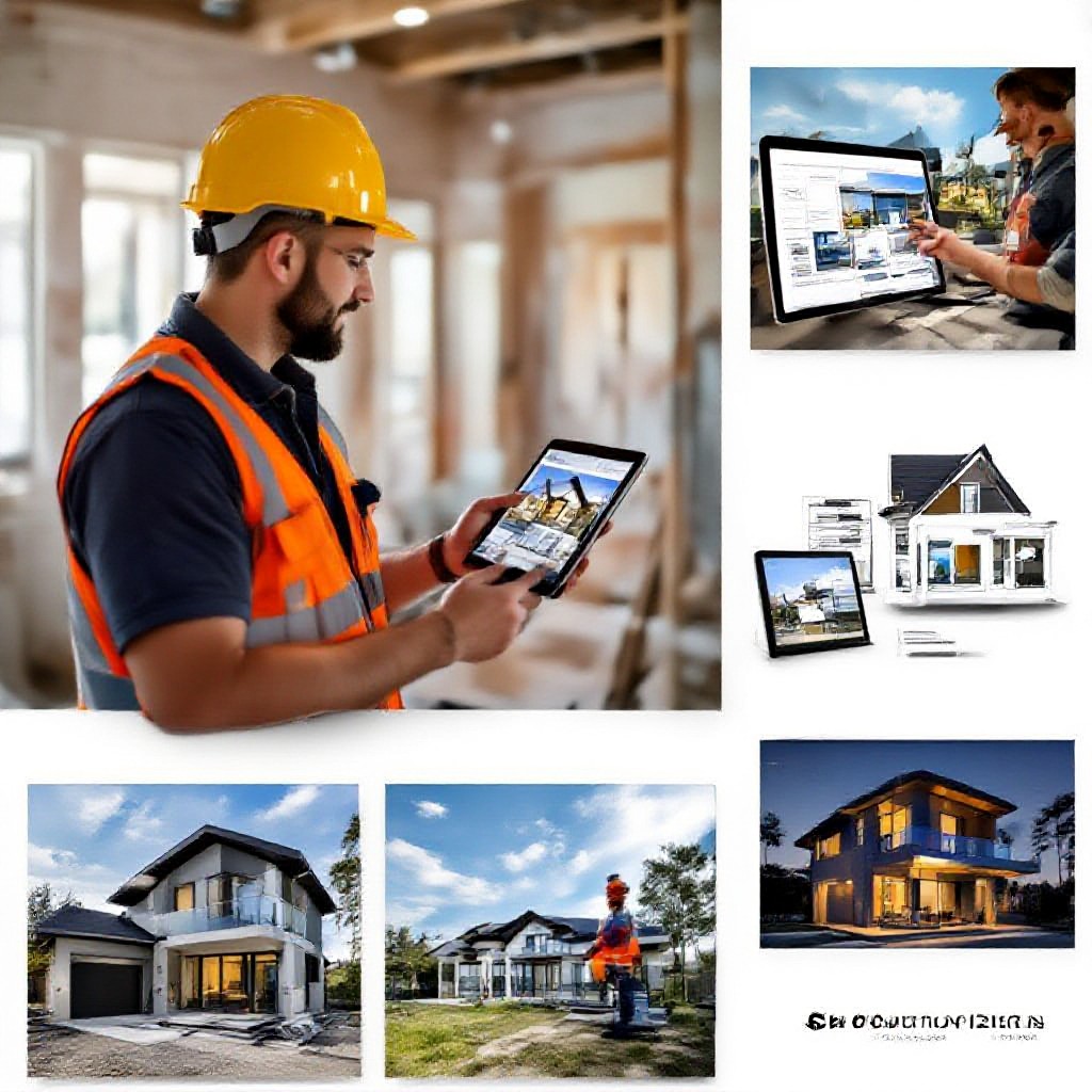 Builder reviewing renovation project