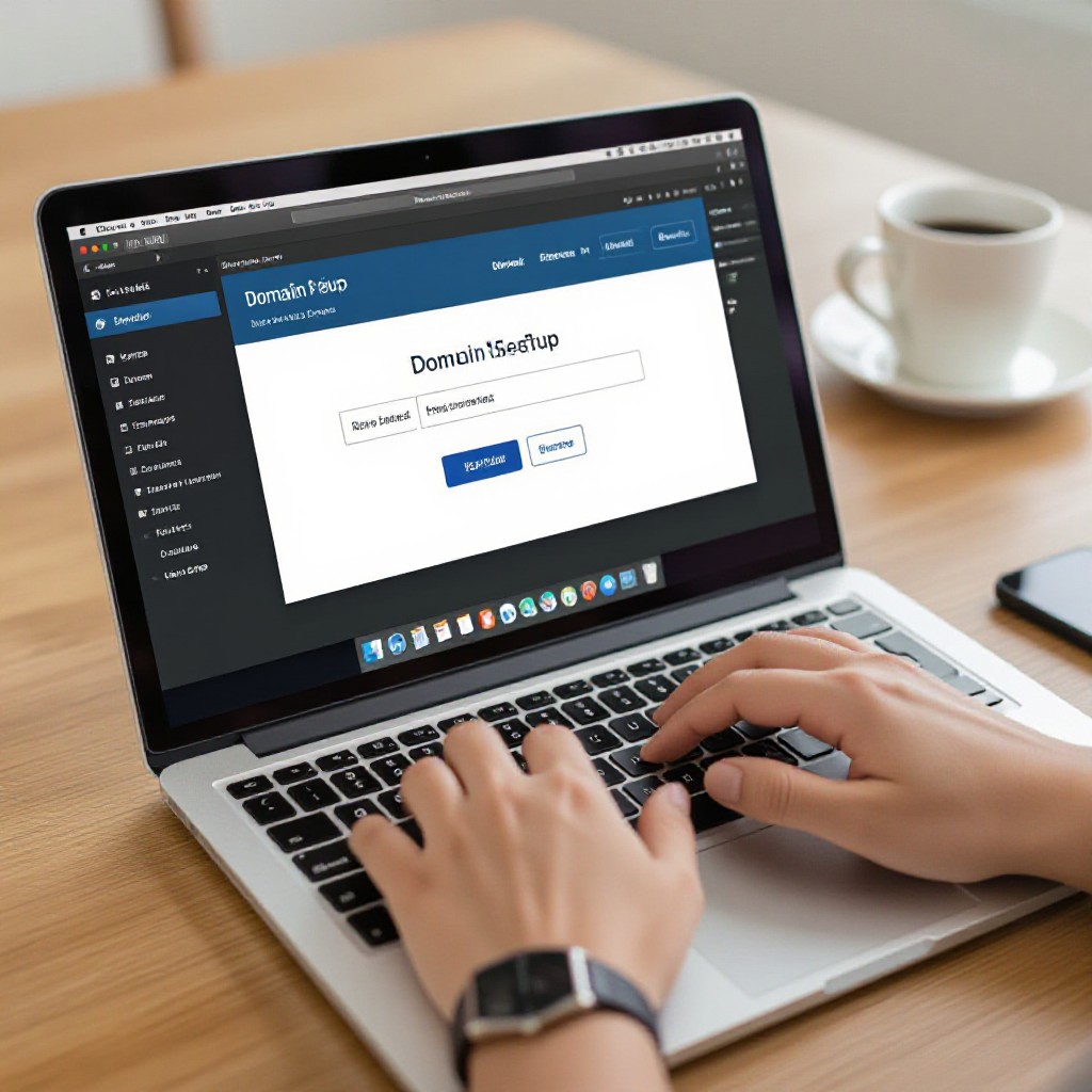 Domain setup screen on laptop