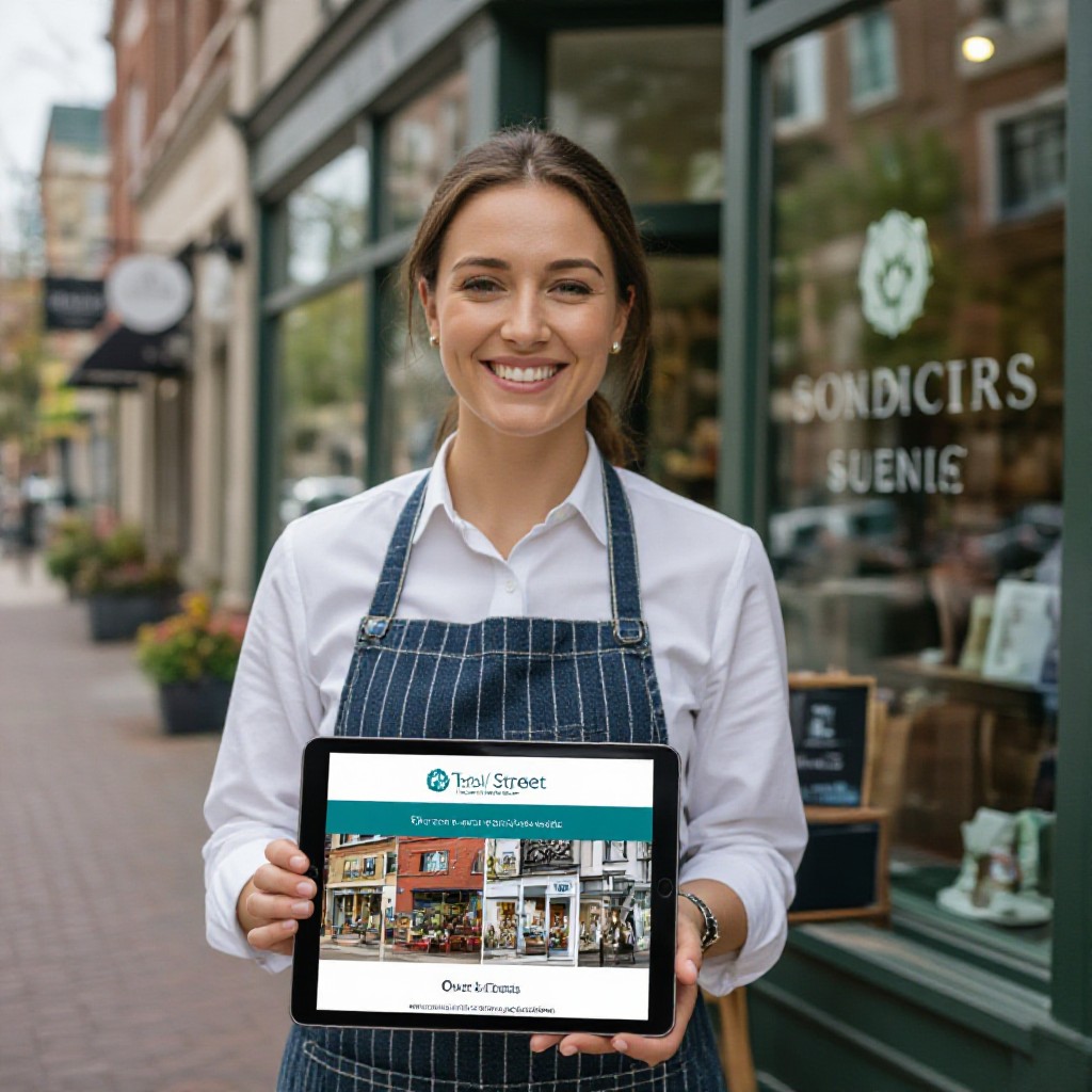 Bell local business owner with tablet