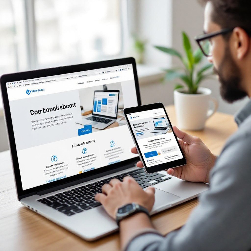 Website designer working on responsive site