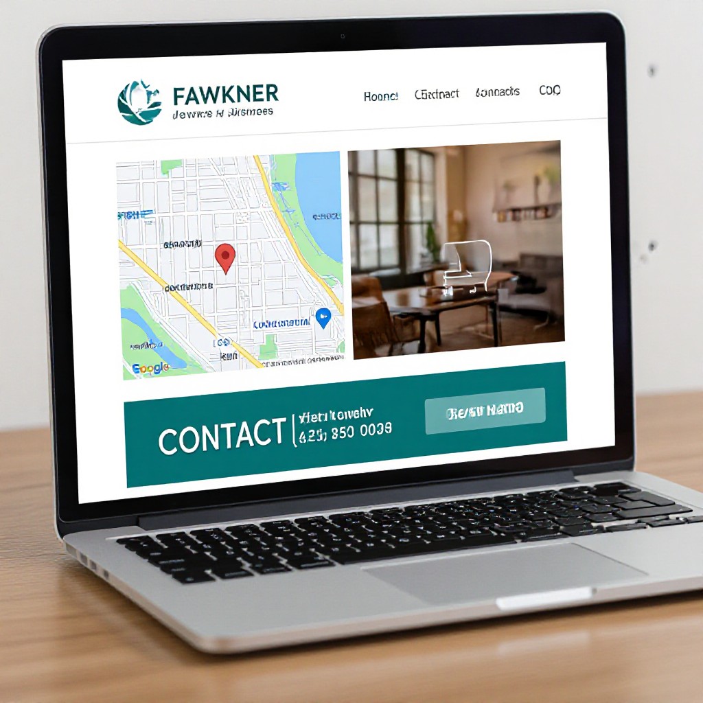 Fawkner business website on laptop