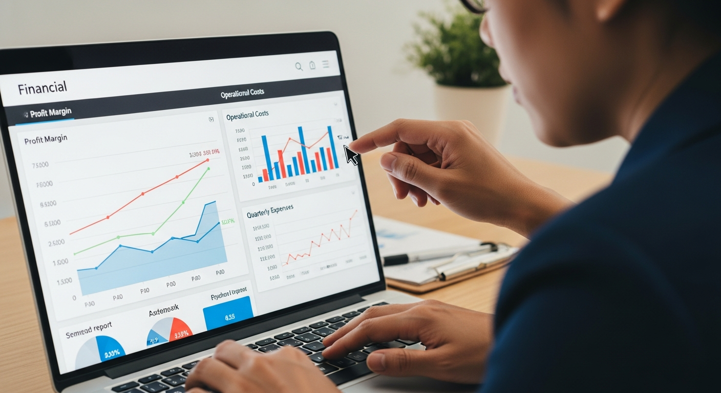 Accountant working on laptop