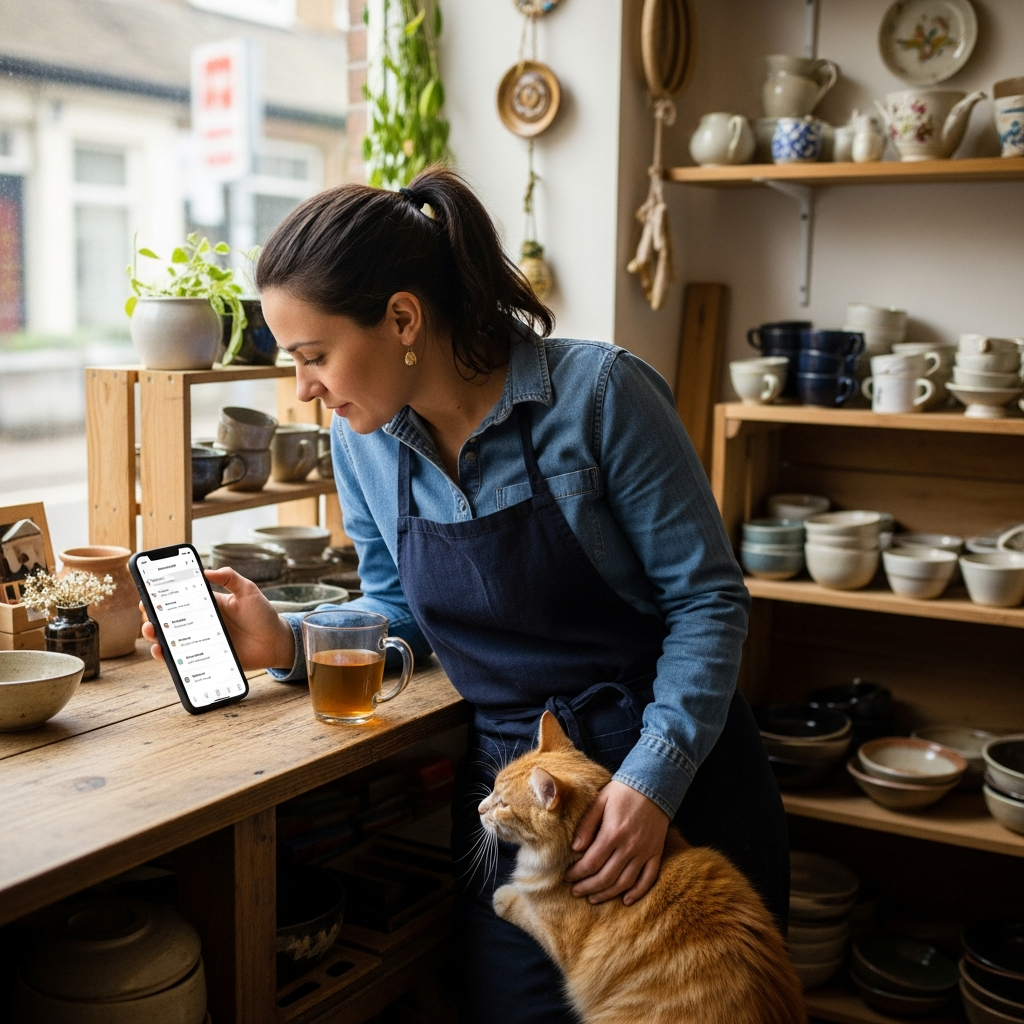 owner checking ecommerce orders