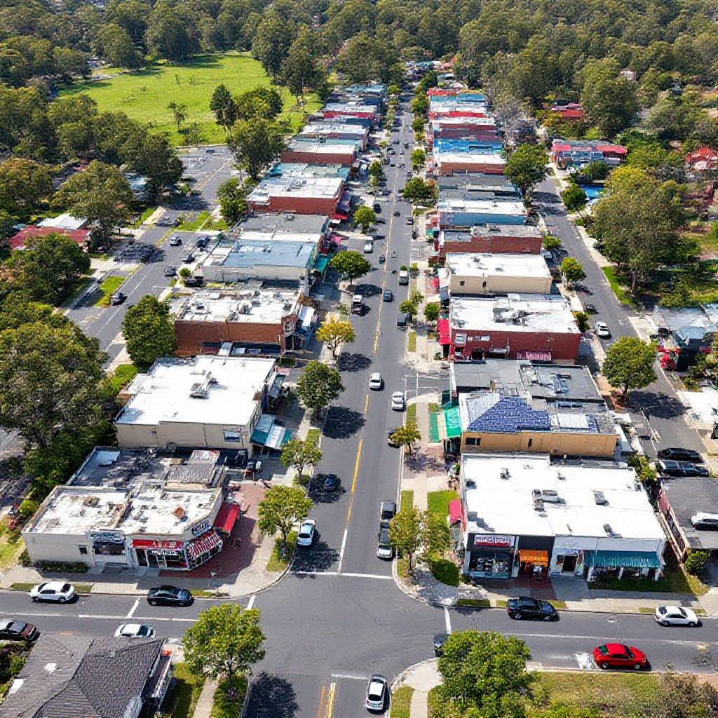 Larundel neighbourhood aerial view