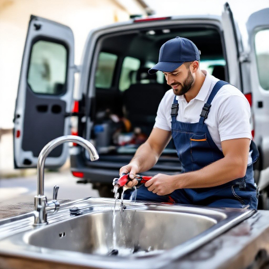 plumber fixing sink