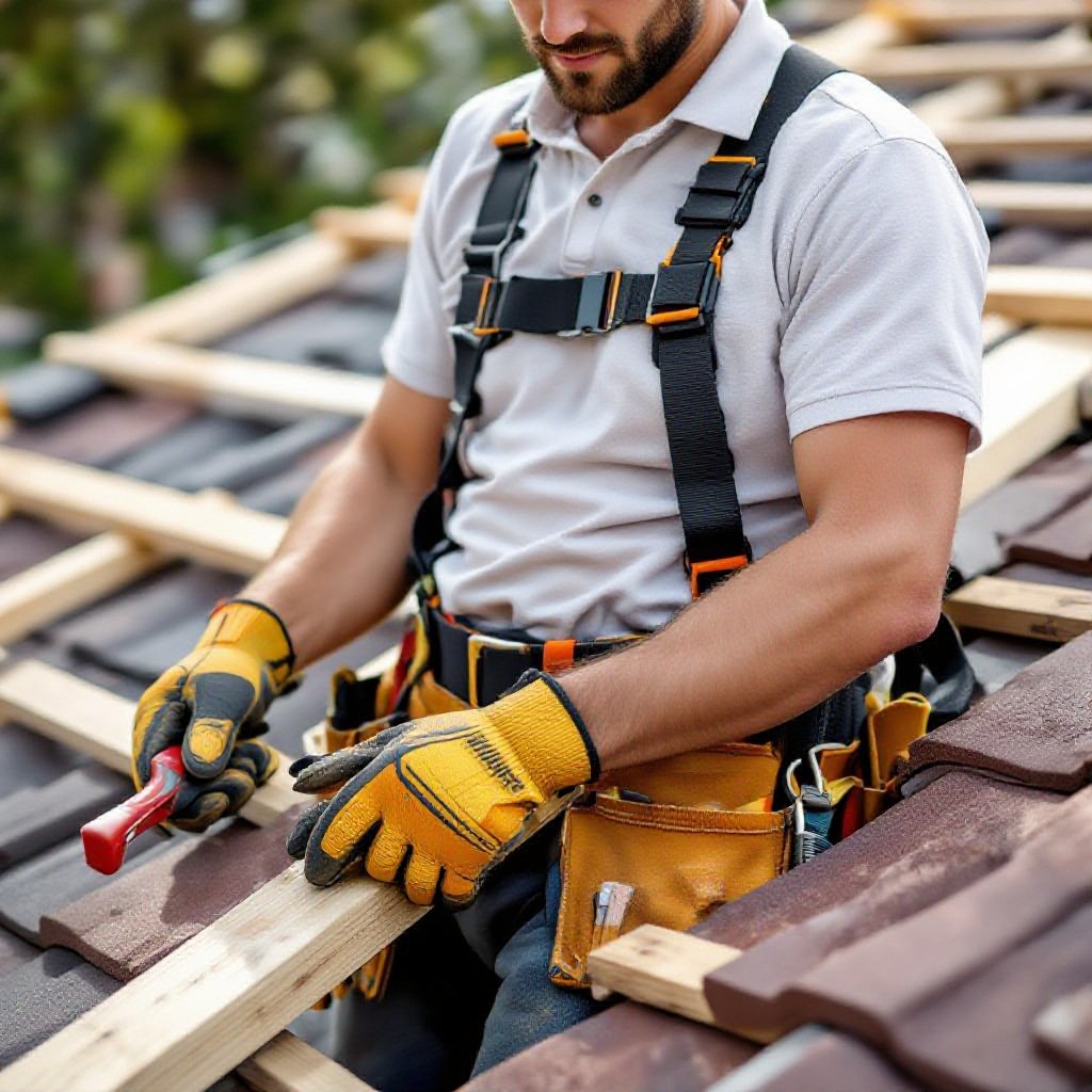 Roofing work close up