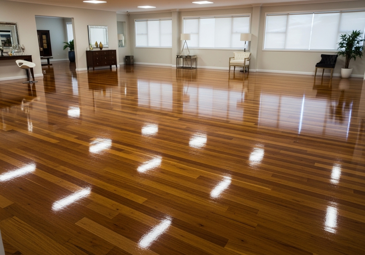 Polished timber floor