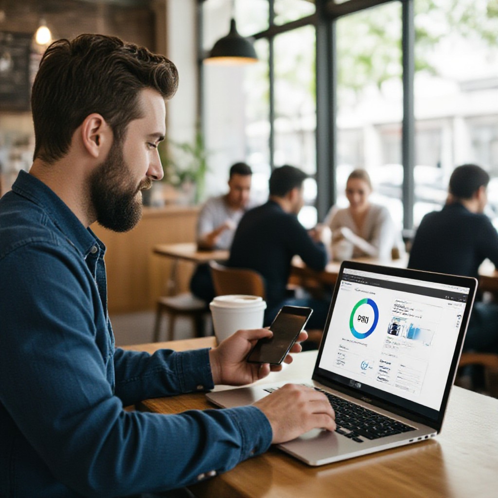 Small business owner checking website performance